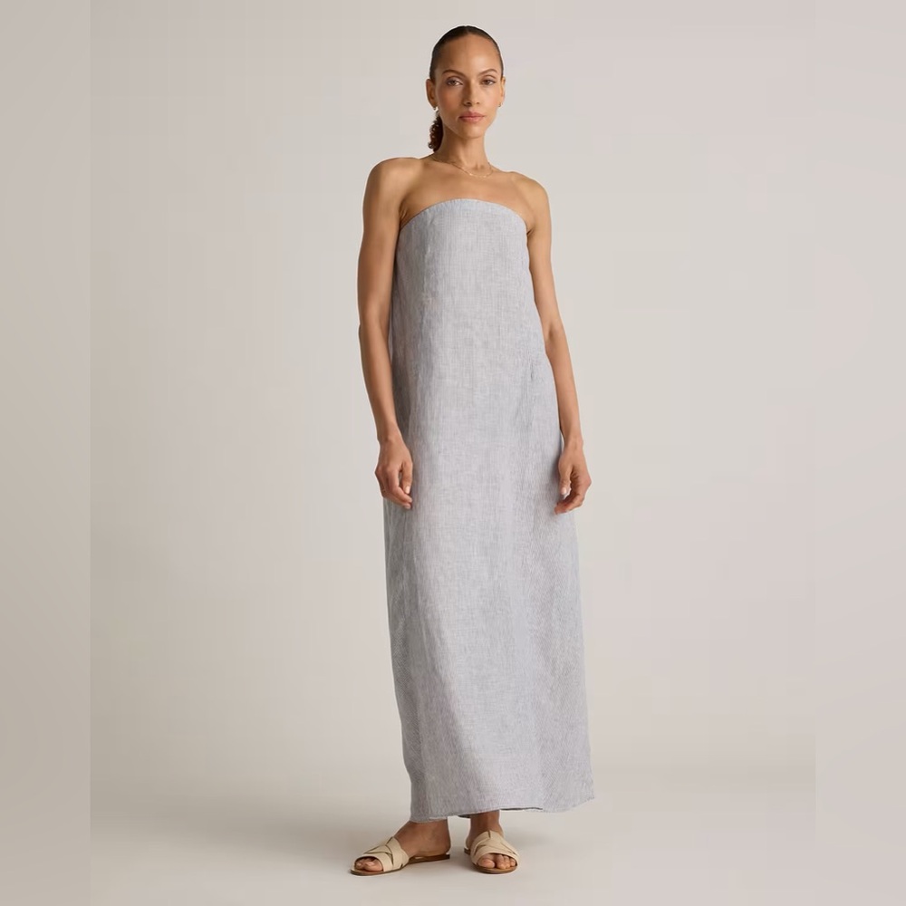 Quince Gray Strapless Maxi Dress